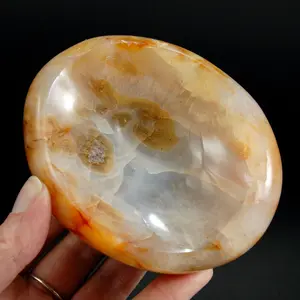 1.2lb Large Orbicular Carnelian Agate Carved Crystal Bowl