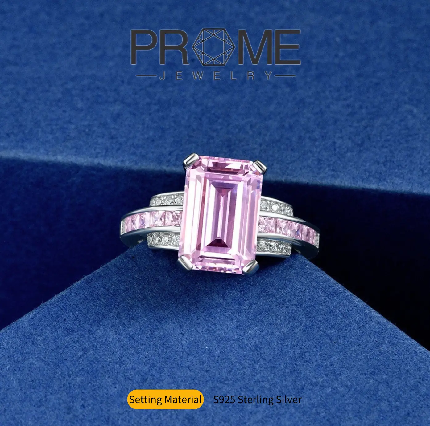 Women's S925 Sterling Silver Square Pagoda Engagement Rings, 5CT Luxurious Elegant Design (SR160), Jewelry For Women