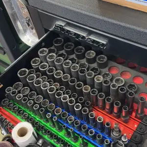 Magnetic Socket Holder Organizer Set: 9-Piece Detachable 1/4, 3/8, 1/2 Socket Trays Socket Organizer for Tool Box Drawer Holds 120-Piece Standard Size Sockets for Automotive Garage, Christmas gift