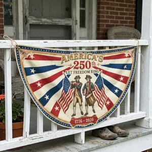 Let Freedom Ring 250th Anniversary Banner , 1776-2026 Vintage Patriotic Fan Flag , Weatherproof Outdoor Yard Decor , Fourth Of July Porch Banner