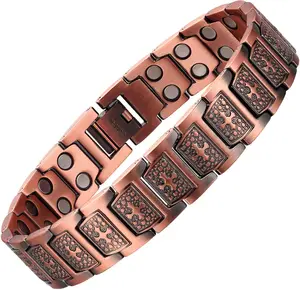 Men's Cross Copper Magnetic Bracelet with Ultra-Strength Magnets, Adjustable Link Design, Jewelry Box Included for Gifting, Men's Accessories,summervibes