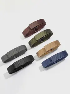Unisex Lightweight Canvas Belt, Square Plastic Buckle Design, Quick Safe No Scratch, Breathable Durable Practical, Casual Wear, Fashion Belts