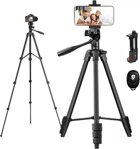 55" Phone Tripod,  Aluminum Extendable Tripod Stand with Shutter, Carrying Bag, Compatible with /Android/ Camera&Insta 360 x5  for Video Recording/Selfies/Live Stream/Vlogging