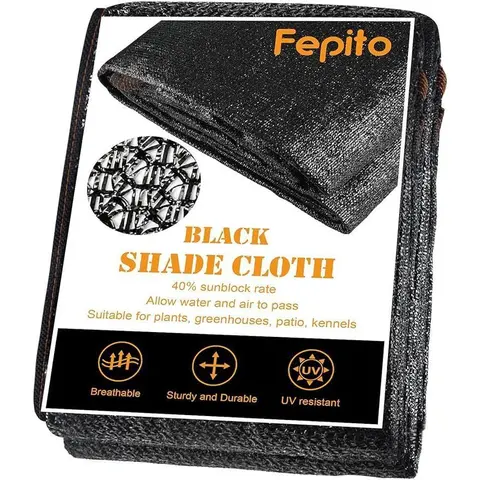 FEPITO 40% Heat Shield Knitted Polyethylene Sunblock Shade Cloth (10ft x 20ft), Durable Grommeted Breathable Weather Resistant Net, Home Supplies Gardening Accessory for Greenhouse, Kennels
