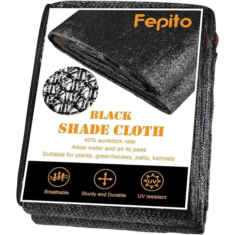 FEPITO 40% Heat Shield Knitted Polyethylene Sunblock Shade Cloth (10ft x 20ft), Durable Grommeted Breathable Weather Resistant Net, Home Supplies Gardening Accessory for Greenhouse, Kennels