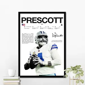 Dak Prescott Hardline Series Poster, Dak Prescott Signature Poster, Dallas Football Wall Art For Fans, Sport Gift For Men [UNFRAMED - PRINT ONLY]