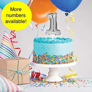 Balloon Number Cake Topper in Silver