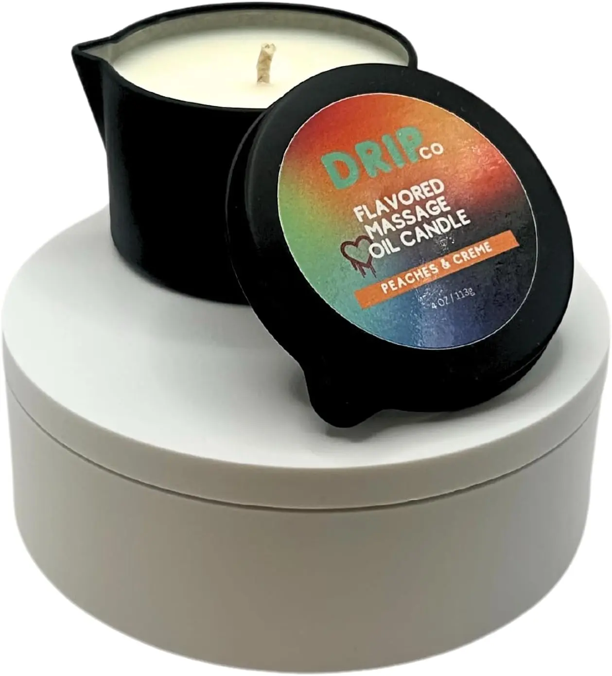 Drip Co Peaches & Cream Scented Massage Candle - Smooth Coconut & Shea Body Care Fragrance, Premium Aromatherapy Blend for Couples, Hand-Poured in USA Romantic Gift