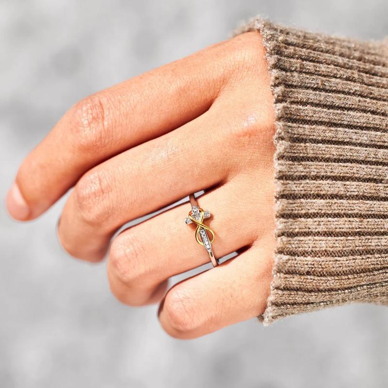 Gods' Promises Are Forever Infinity Cross Ring Inspirational Jewelry Engraved Faith CZ Cross Ring for Daily Wear god is with you forever
