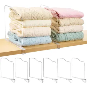 8 Pack 12in Shelf Dividers for Closet Organization, Clear Closet Shelf Dividers of for Maximizing Vertical, Organizing Sweater, Jeans, Shirts, Bags