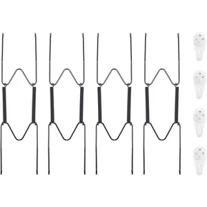 4 Pack Plate Hangers for Wall, Fits 8-10 inch Art Plates, Stainless Steel Invisible Heavy Duty Wire Plate Holder with Wall Hooks for Displaying Plates, Platter, Dish, Black