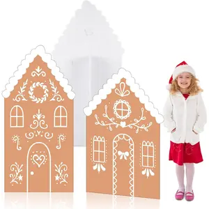 2 Pcs Giant Christmas Gingerbread Decorations 41 Inch and 47 Inch Gingerbread Sign for Xmas Lawn Pathway Indoor Decorations
