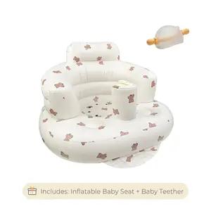 【SummerVibes】Inflatable Baby Chair for Sitting Up, Baby Seat for Babies 3 Months and Up Summer, Blow Up Baby Floor Seat with Built in Air Pump-Cute Bear