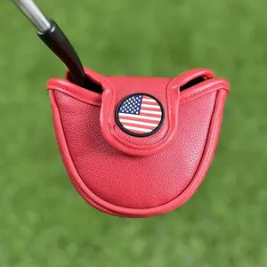 Premium Leather Golf Putter Cover Pebble Beach Golf Putter Headcover American Flag Golf Headcover Golf Putter ProtectorGolf Accessories for Men Golf Gift for Golfers Waterproof Golf Putter Cover