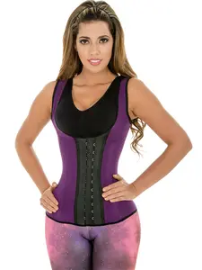 Fiorella Shapewear Sports Cincher Latex Vest Waist Trainer Corset Purple Fajas Colombianas Chaleco 203M With 2 Hooks for Maximum Sizing Flexibility