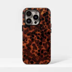 Dark tortoiseshell print phone case with abstract print for iPhone 17, 16, 15, 14, 13, 12, 11 Pro Max,  S25, S24, S23, S22 Ultra