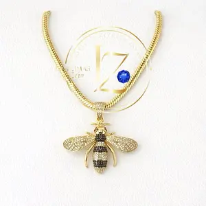 COD2019  Bees Pendants with Round Chain - Gold-Toned Bee Design Necklace Jewelry