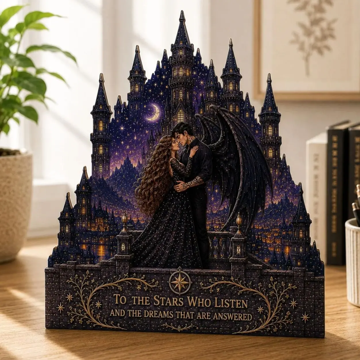 ACOTAR Feyre and Rhysand Wooden Block, To The Stars Who Listen Decor, Velaris Night Court Shelf Sitter, Fantasy Romance Bookish Gift