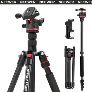 NEEWER BASICS TP14B 72" Travel Tripod Monopod with Fluid Head, Lightweight Aluminum Camera Tripod for DSLR, Mirrorless, Video Recording & Photography