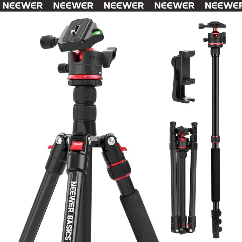 NEEWER TP14B 72" Travel Tripod Monopod with Fluid Head, Lightweight Aluminum Camera Tripod for DSLR, Mirrorless, Video Recording & Photography