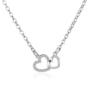 [Gift]Silver cross heart-shaped necklace Comes with gift box