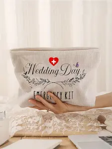 Bride Wedding Emergency Makeup Bag, Personalized Polyester, Lightweight Zippered Organizer, Fade-Resistant, Foldable, Fashion Travel Kit