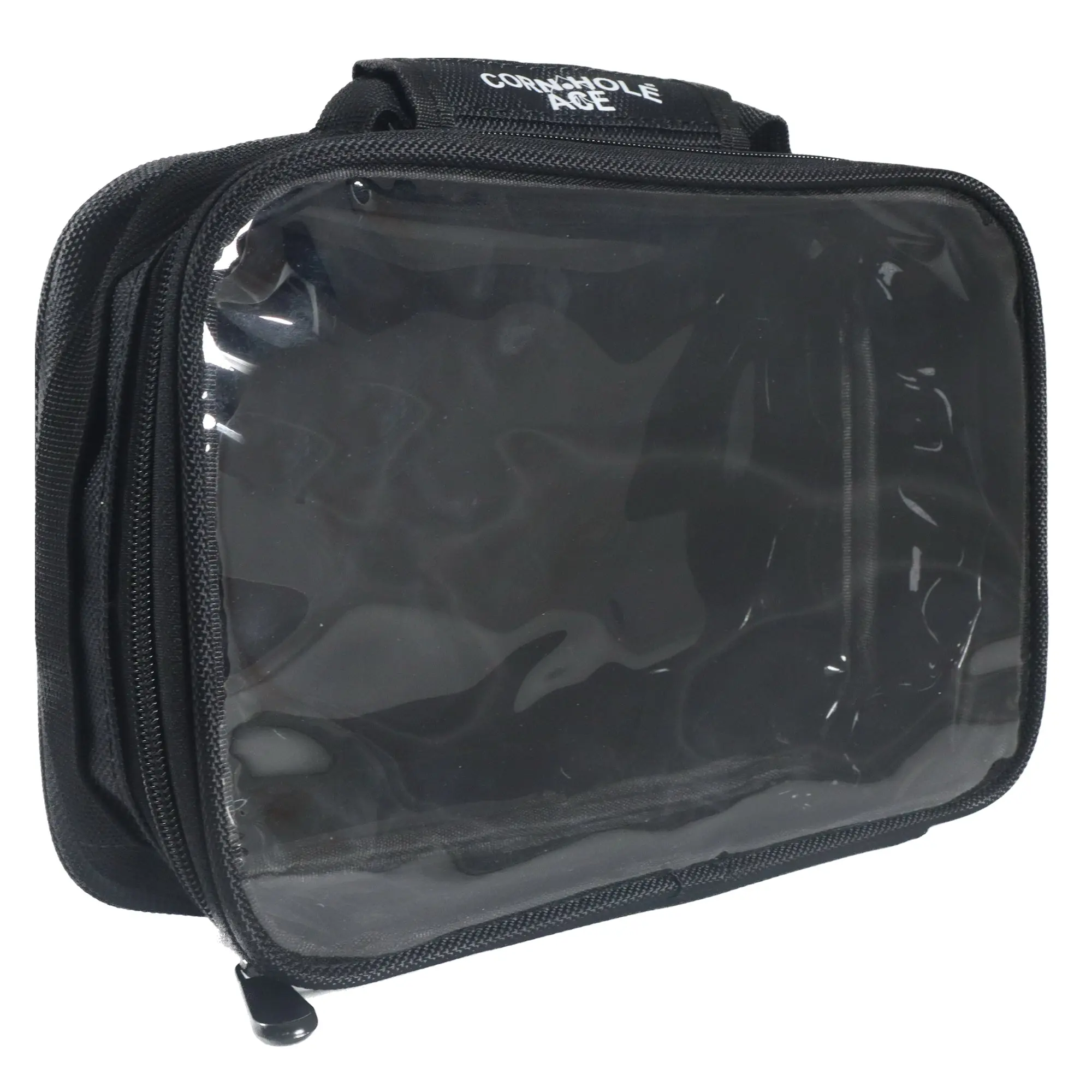 CORNHOLEACE Canvas Cornhole Bag Carry Case, 4-Bag Utility Pouch with Durable Vinyl Interior, 3-Side Zipper, and Exterior Handles