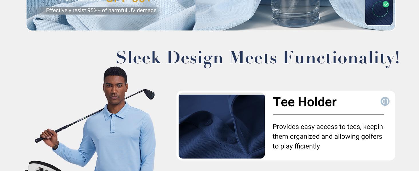 COOFANDY Men's Long Sleeve Polo Shirts Quick Dry Moisture Wicking Lightweight Golf Shirts Casual Collared Shirt