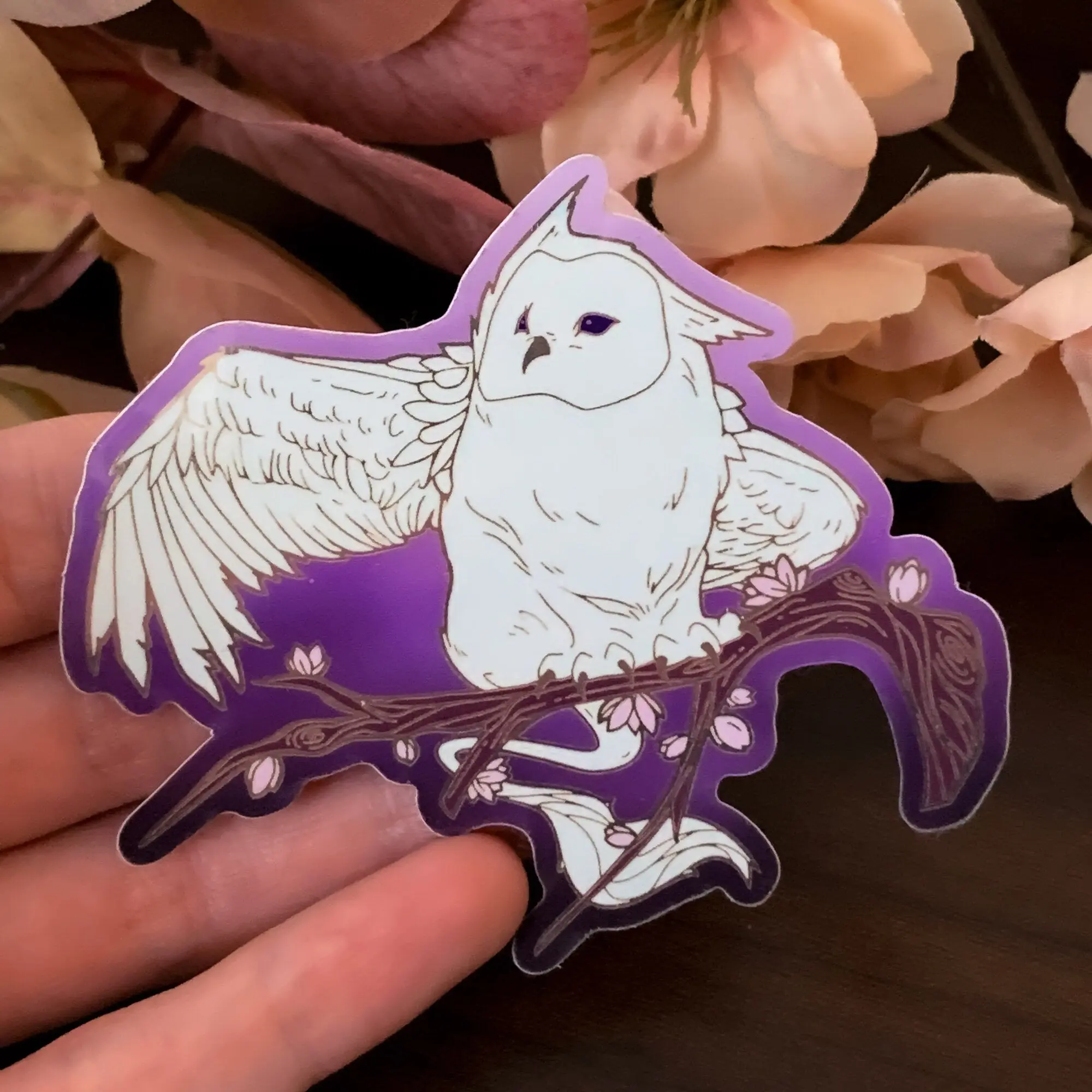 Enchanted Forest Owl Griffin Die Cut Gold Mirror Effect Sticker
