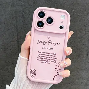 Pink Daily Prayer iPhone Case, Cute Christian Faith Phone Cover, Dear God Shockproof Case for iPhone 11-17 Pro Max TYJT260408007 Rustic Silicone