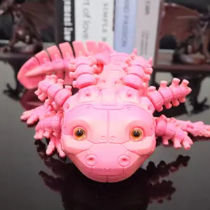 3D Printed Axolotl Figurine, Detailed Robot Axolotl Toy, Articulating Animal Figurines, Home Decor, Desk Ornament, Unique Gift for Robot & Future Collectors