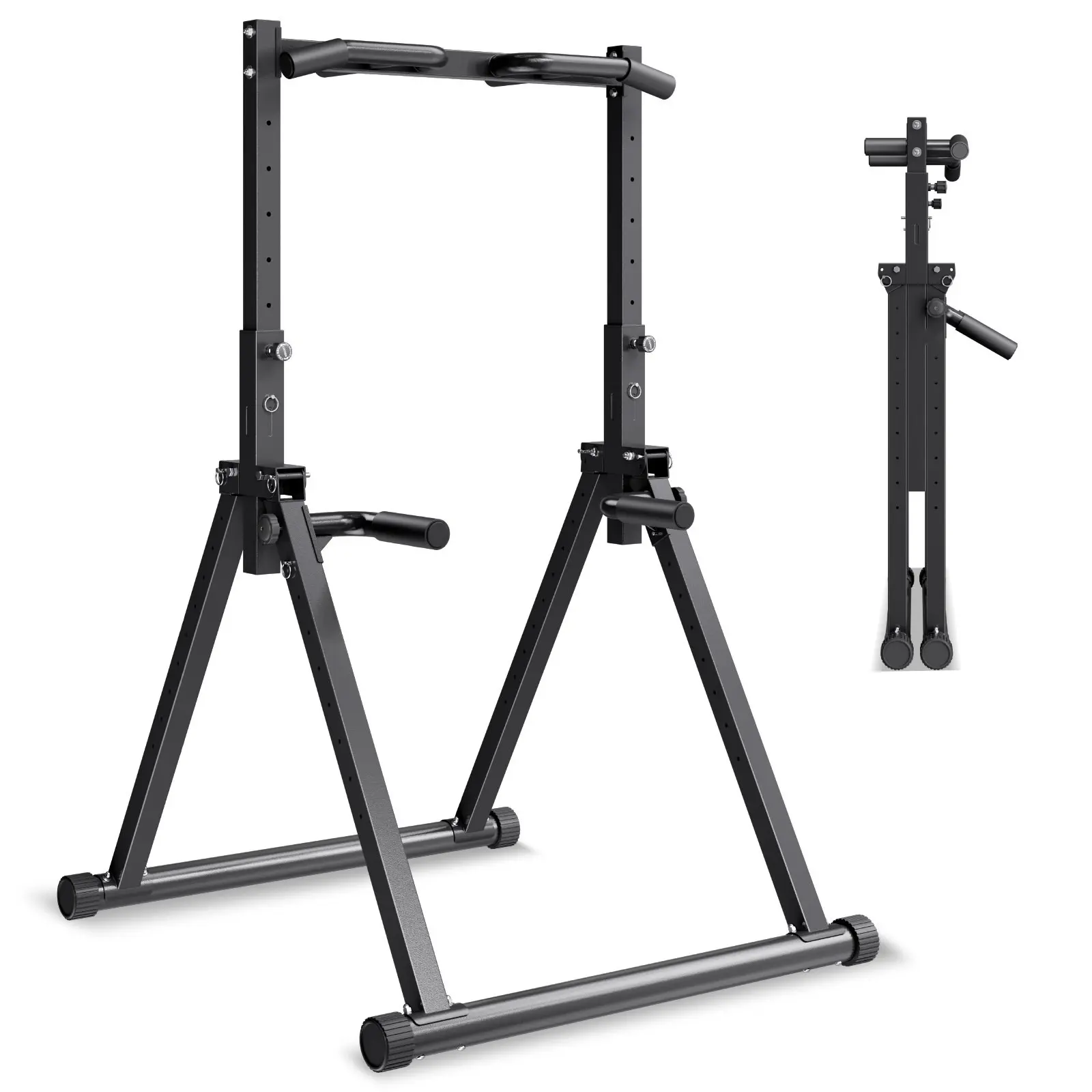 Pull Up Bar Station, 330 LBS Capacity, Portable Free-Standing Pull-Up Bar with Triangular Frame, Heavy-Duty Steel Tube, 9-Position Adjustable Height, Multi-Function Home Gym Equipment for Arms, Back, Core Workout