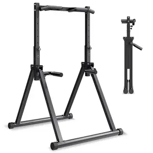 Pull Up Bar Station, 330 LBS Capacity, Portable Free-Standing Pull-Up Bar with Triangular Frame, Heavy-Duty Steel Tube, 9-Position Adjustable Height, Multi-Function Home Gym Equipment for Arms, Back, Core Workout