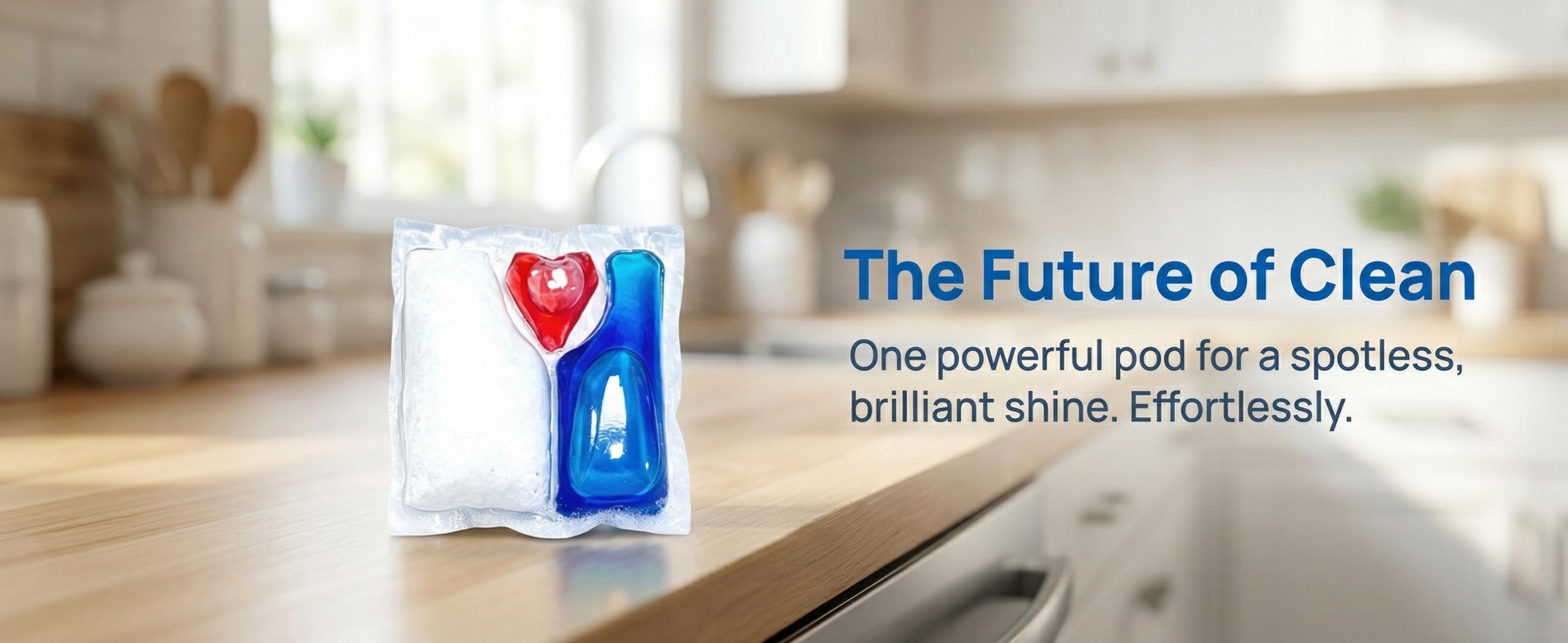 3-in-1 Dishwasher Pods – Food-Grade & Safe, Cuts Through Grease, Sparkling Clean Dishes