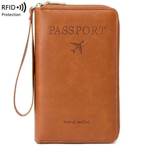 Unisex Envelope Slim RFID Passport Holder - Solid Color PU Leather Small Passport Holder & Cover, Multi-Functional Zipper Card Wallet, Fashion Luggage & Travel Accessory
