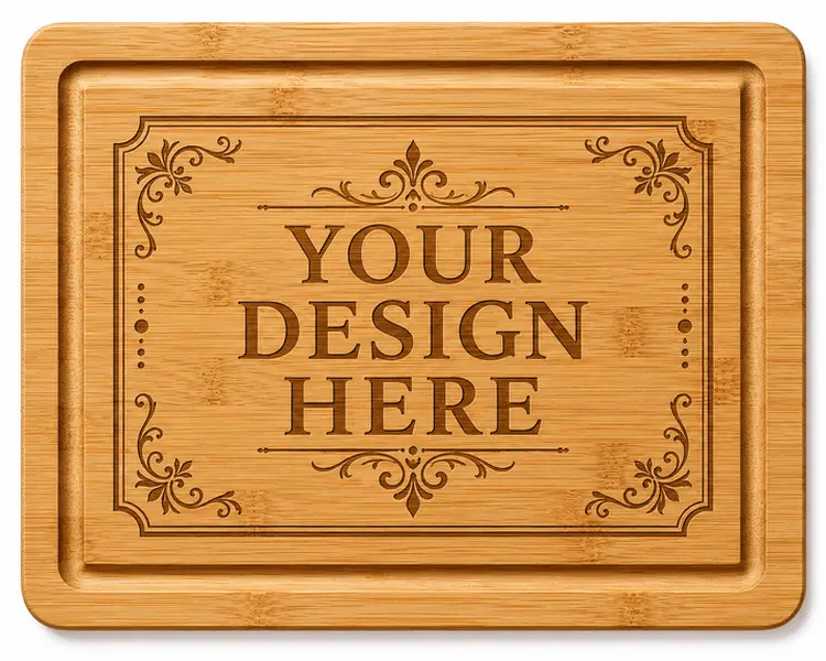 Natural Bamboo Wood Chopping Board - Laser Engraved, Custom Print, Durable Rectangle Cutting Board for Kitchen Enthusiasts, Kitchen Gift Idea, None