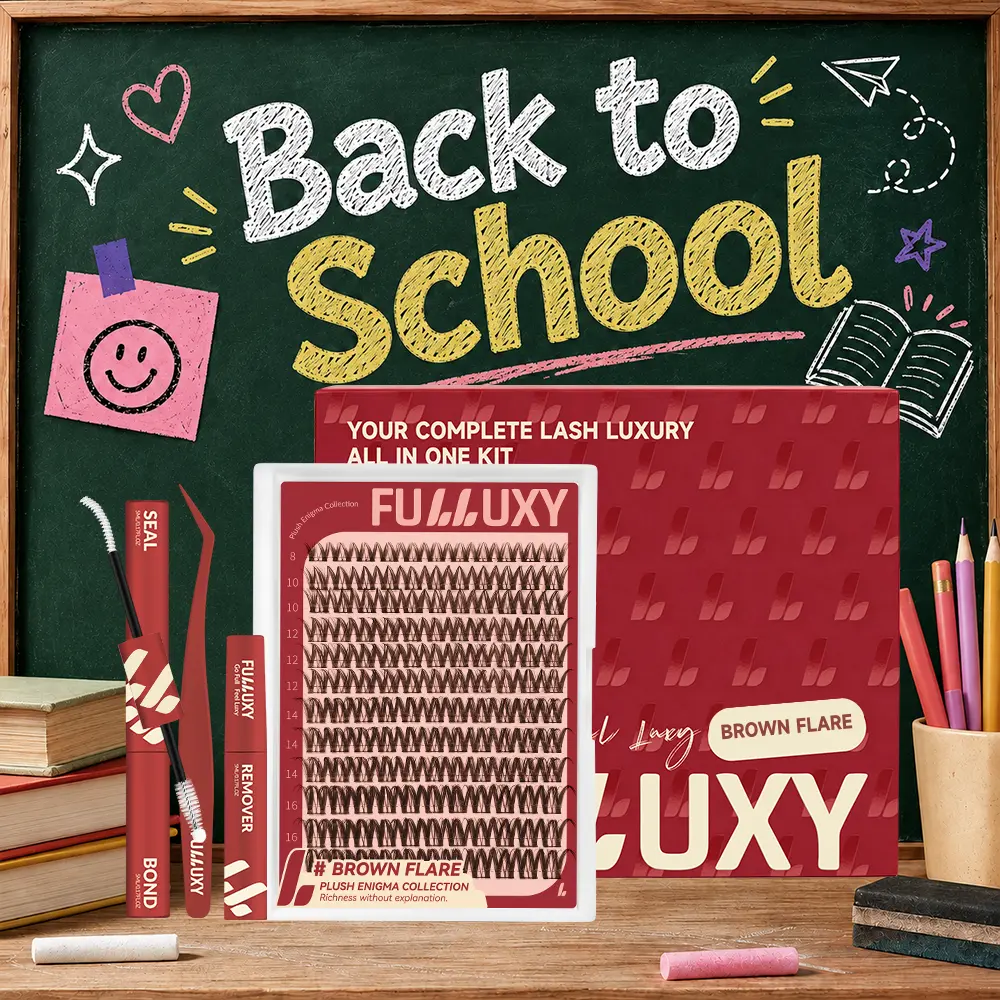 Brown Flare | Fulluxy One-of-a-kind true brown cluster lashes blends seamlessly with lighter hair colors & daily no-makeup looks | Lashes with Ultra-Dense, Waterproof, Long-Lasting Lashes | Flora Flaunt Aurora Same Style | Beginner-Friendly DIY Lashes