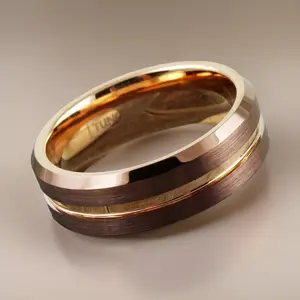 Brown-Bronze Ring, Rose Gold Wedding Band with Bronze Finish, Western Rustic Ring