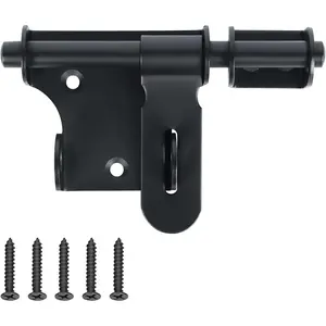 4 Inch Gate Latch Slide Bolt with Padlock Hole Gate Locks for Outdoor Fence Gate for Wooden Fence Shed Door Barrel Bolt Latch Gate Hardware, Solid Stainless Steel Black Latch