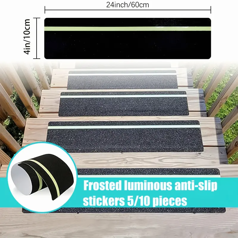 5/10pcs Of Luminous Matte Anti-slip Stickers! Anti-slip Stair Step Mats, Suitable for Indoor And Outdoor Use, Resistant to Extreme Weather, Highly Sticky And Wear-resistant! Luminous Strip Design, Waterproof, Anti-slip And Easy to Install