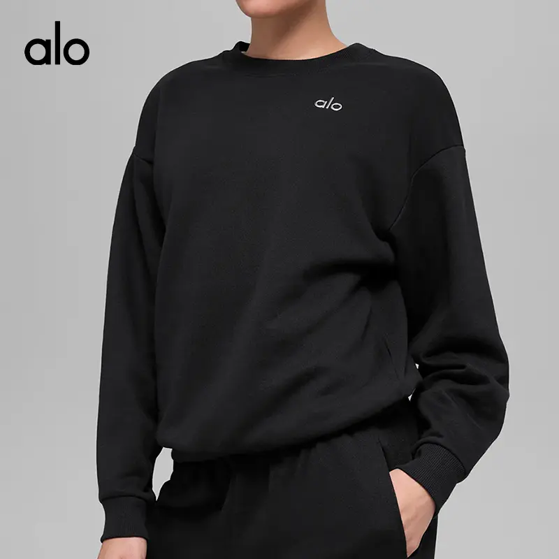 Alo Yoga Accolade Crew Neck Pullover Unisex Oversized Fleece Sweatshirt Trendy Streetwear Loungewear Cozy Comfy Long Sleeve Top