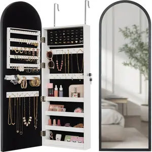 Best Choice Products Door/Wall Mounted Arch Mirror Jewelry Armoire, w/ Metal Frame, Lockable Door