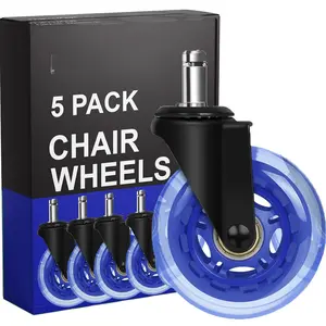 Office Chair Wheels for Carpet and Hardwood Floors Laminate Heavy Duty Casters mat Rubber Silicon Rollers Wheels Replacement Desk Chair Accessories (Blue)