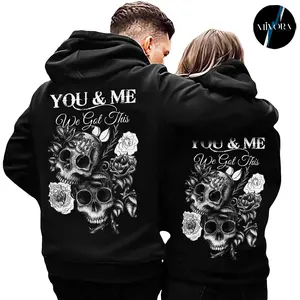 You And Me Couple Matching Hoodies Graphic Hoodie Casual Fleece Fabric Pullover Hooded Sweatshirt Women for Men, Couples Love Gift, Valentine's Day