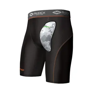 Shock Doctor Compression Short with AirCore™ Cup, Camouflage Pattern, and Black Design