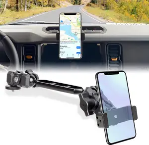 OMU Bronco Phone Mount,2 Stage Ball -Socket Design, All-Metal Structure,360° Adjustment Dashboard Cell Phone Mount Suitable for Ford Bronco 2021+ for All Smartphones(Non-Destructive Installation) cars accessories