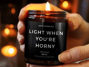 Light Me When You're Horny Naughty Anniversary Gift - Funny Hand Poured Candle - Custom Gift for Her - Present for Wife Girlfriend