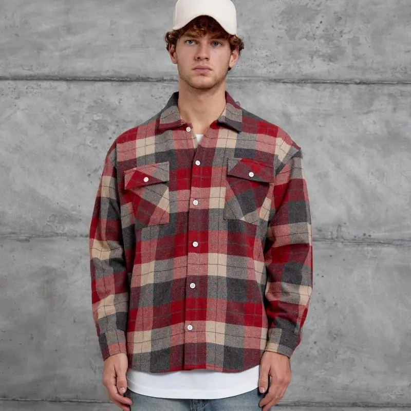 Men's Flannel Shirt Long Sleeve Plaid Design Comfortable Fit Casual Wear