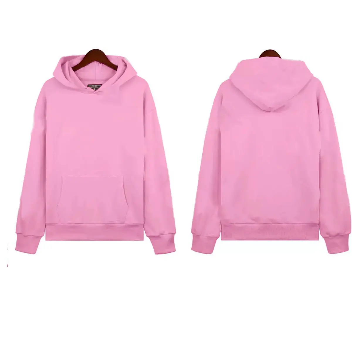 Rose pink solid color hooded sweatshirt