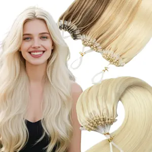 50 Strands Micro Loop Ring Straight Human Hair Extensions, Cold Fusion, Easy Install